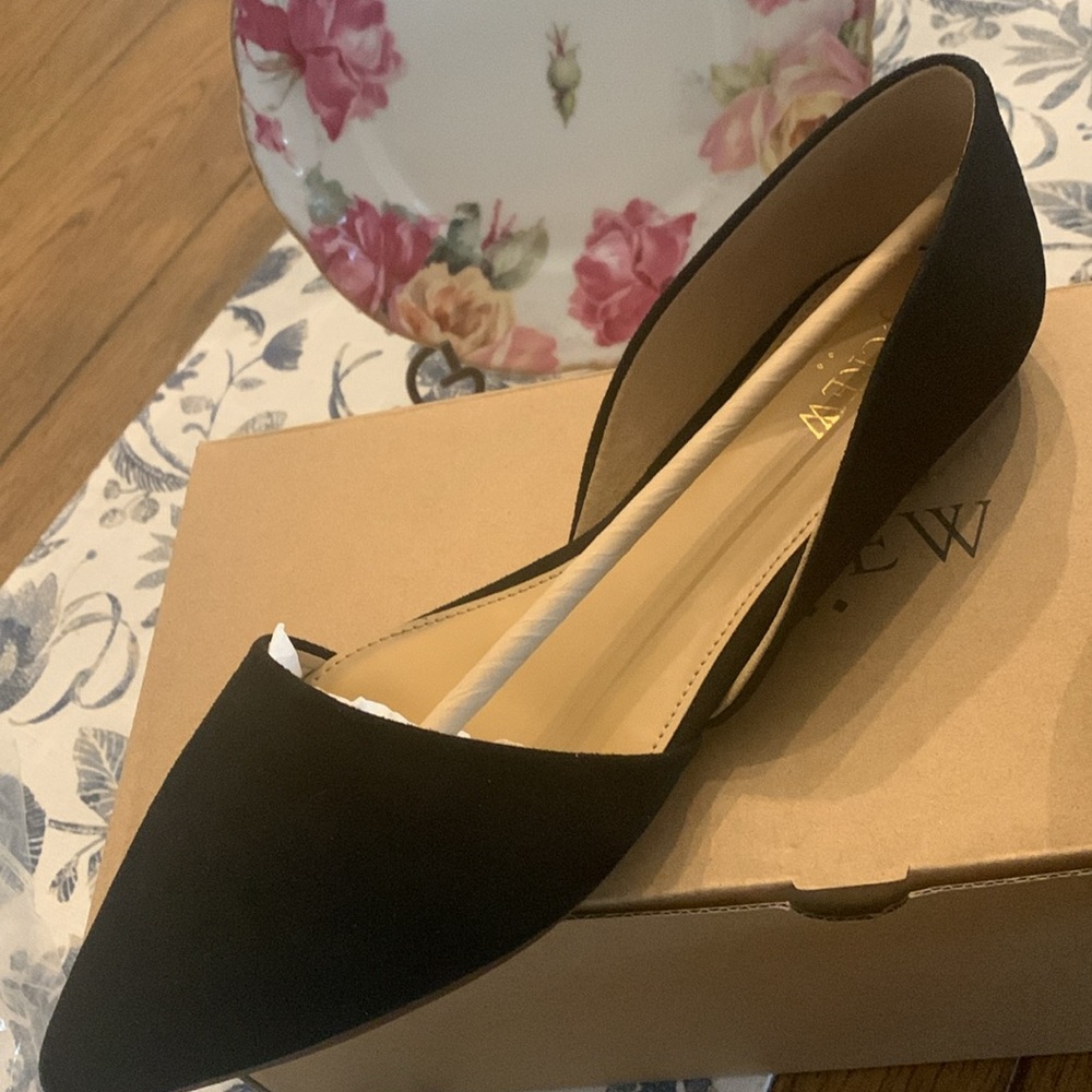 J. Crew suedes Zoe D’Orsay Flats  size US 8.5, UK 6, EU 39.  Black $118.00 New